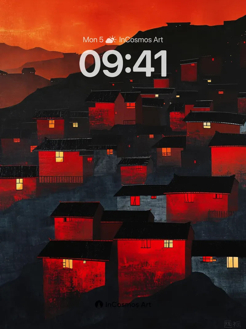 Crimson Hush Wallpaper with Mountain Whispers