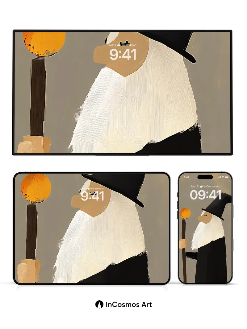 Whispering Sage Wallpaper with Golden Orb