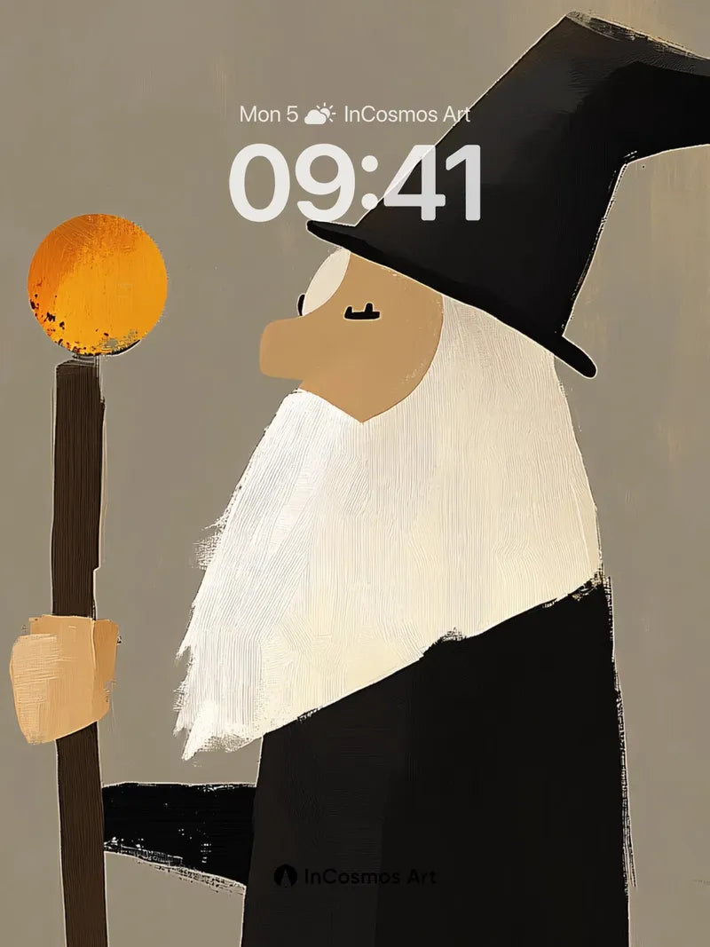 Whispering Sage Wallpaper with Golden Orb