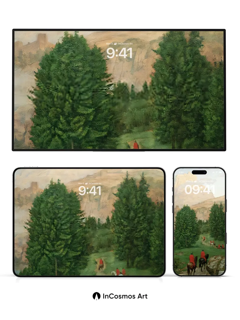 Misty Ascent Wallpaper with Stone Sentinels