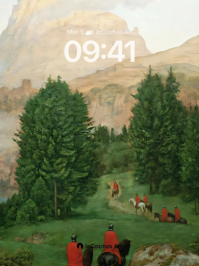 Misty Ascent Wallpaper with Stone Sentinels