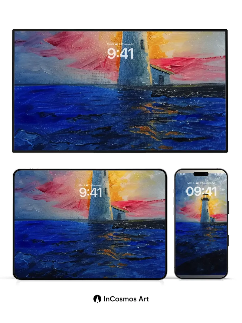 Serenity Lighthouse Wallpaper with Twilight Glow