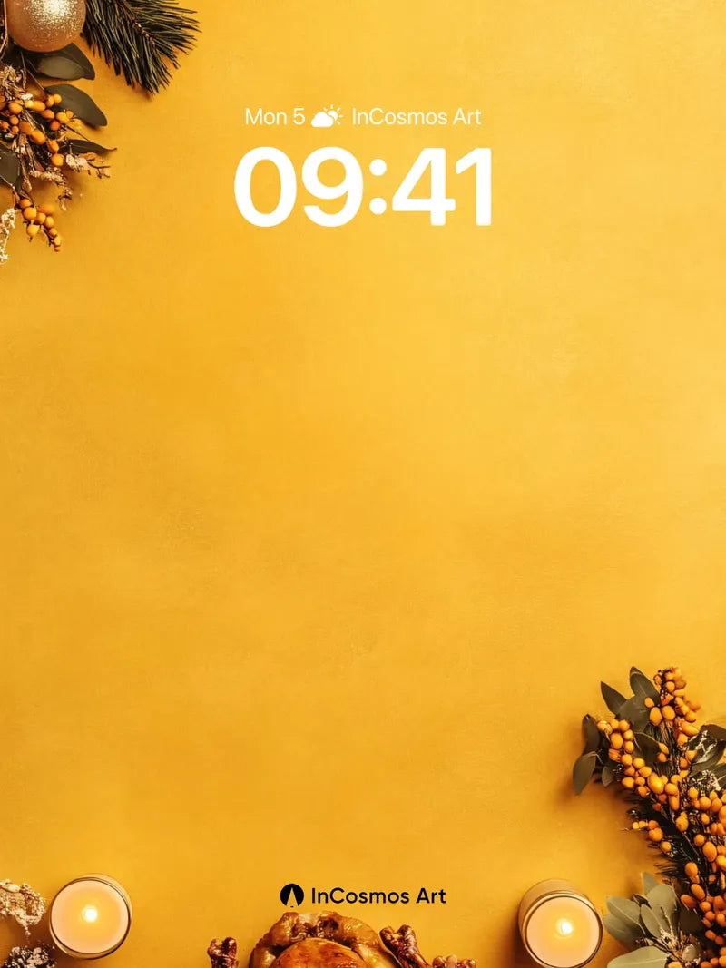 Golden Harvest Wallpaper with Roasted Turkey Centerpiece wallpaper for iPhone, iPad & Mac