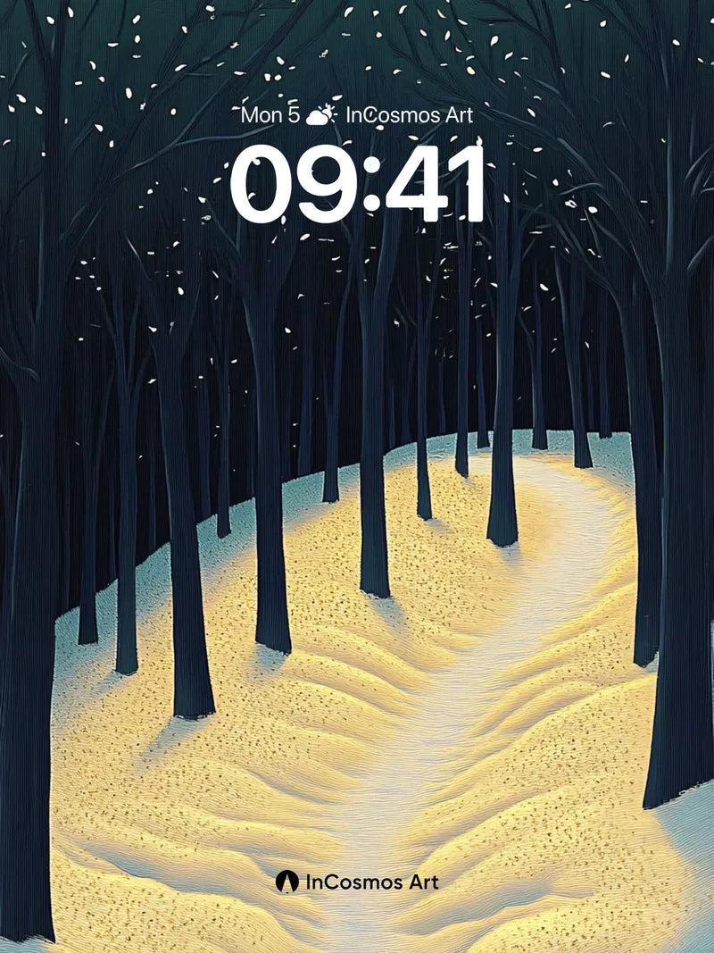 Whispering Snowdrift Wallpaper with Moonlit Canopy