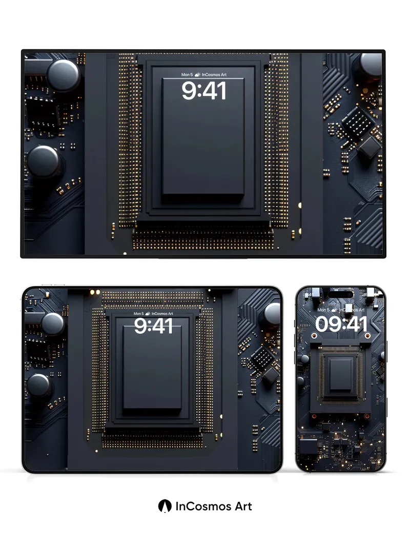 Circuit Pulse Wallpaper with Golden Veins