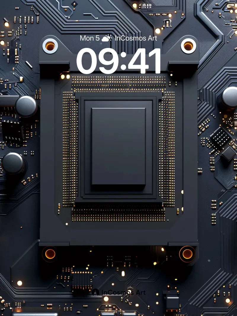 Circuit Pulse Wallpaper with Golden Veins