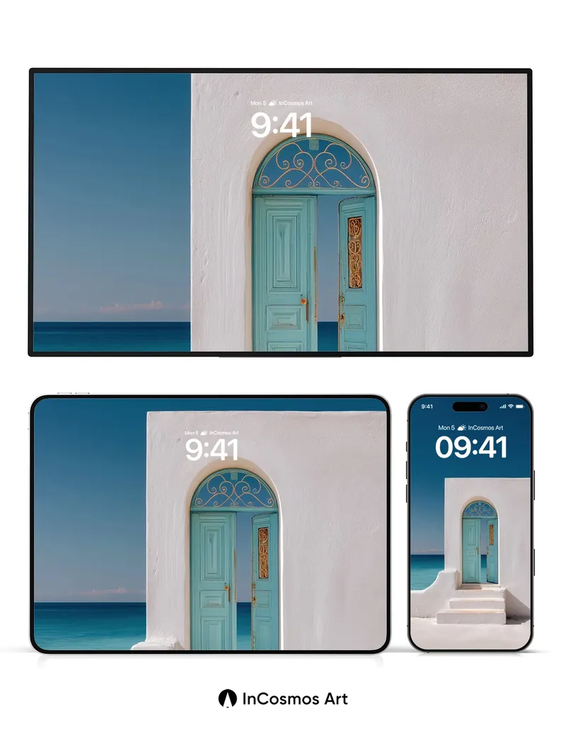 Serenity Arch Wallpaper with Turquoise Threshold