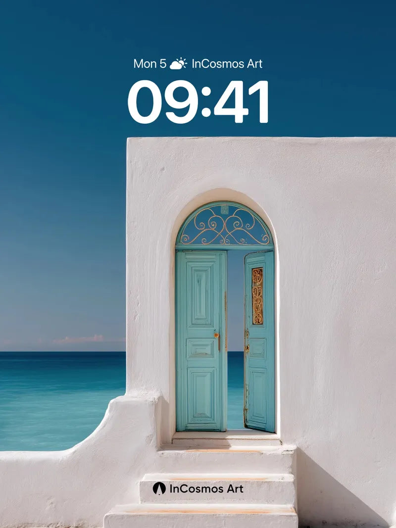 Serenity Arch Wallpaper with Turquoise Threshold