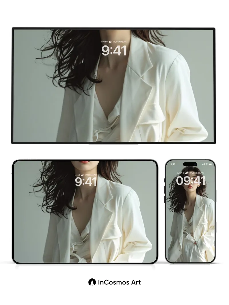 Silken Stillness Wallpaper with Drifting Hair