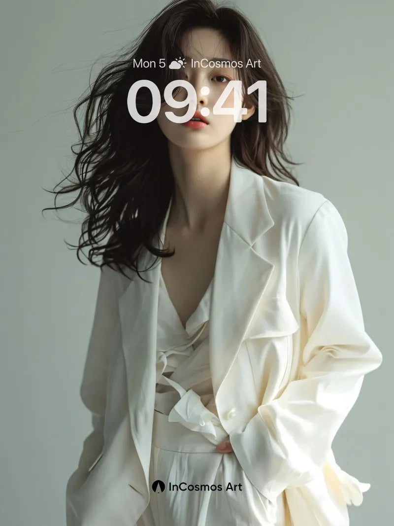 Silken Stillness Wallpaper with Drifting Hair