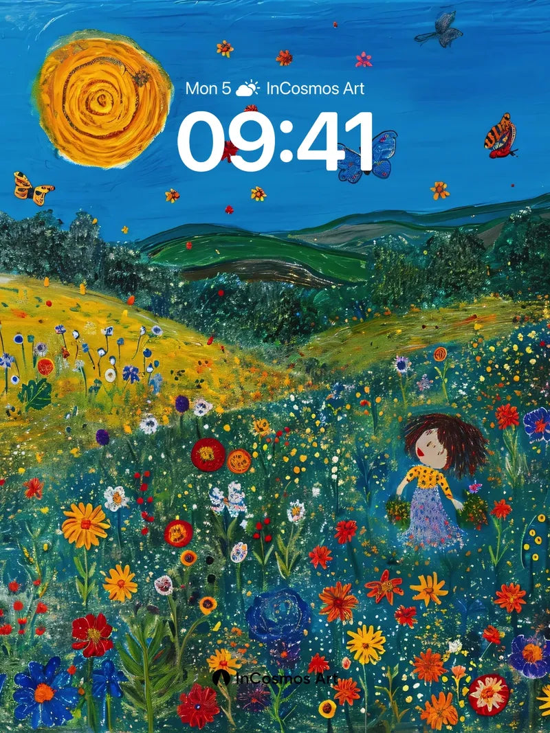 Whimsical Meadow Wallpaper with Sunlit Whirls wallpaper for iPhone, iPad & Mac
