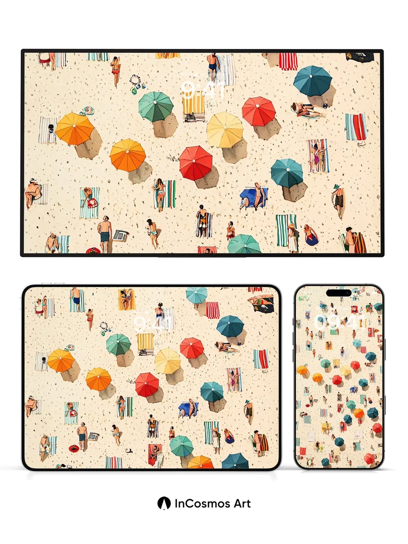 Sun-Dappled Canvas Wallpaper with Beachside Whispers