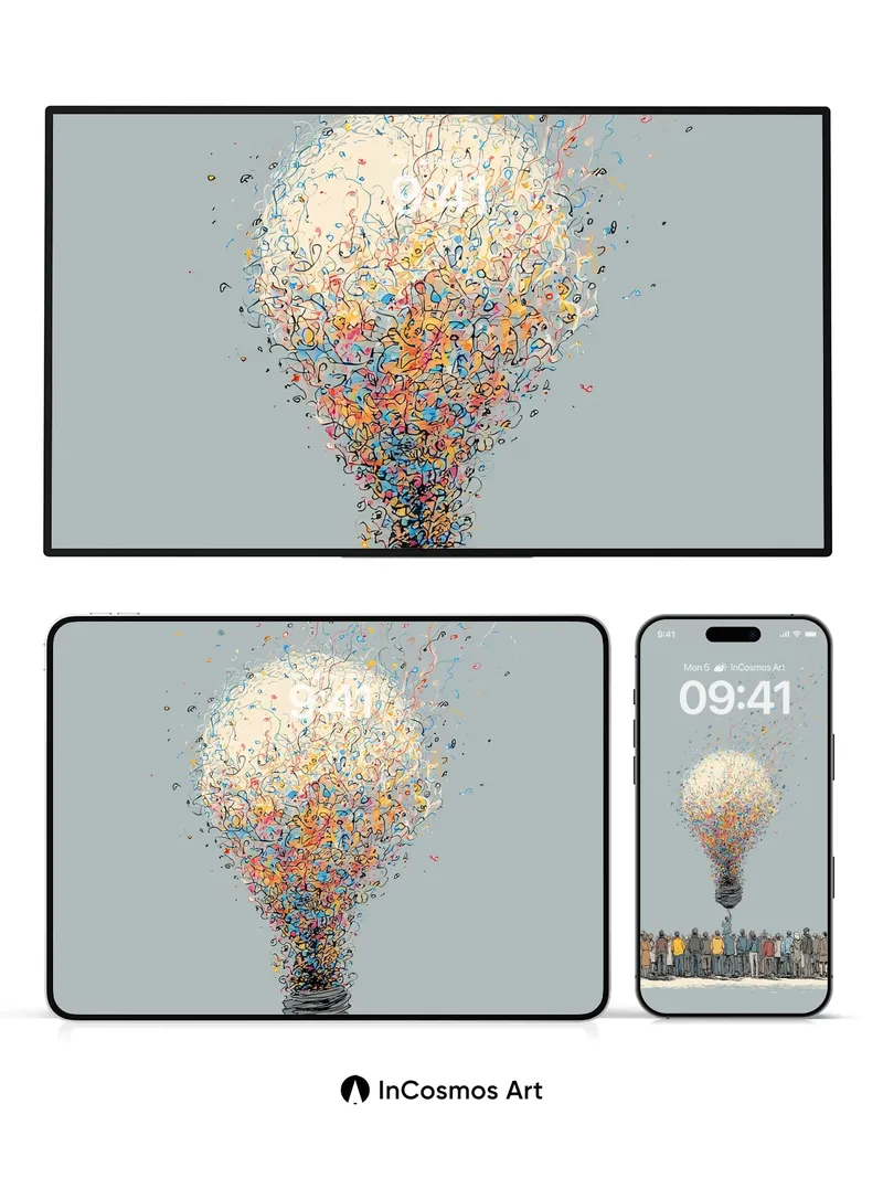 Wonderful Lightbulb Wallpaper with Floating Colors