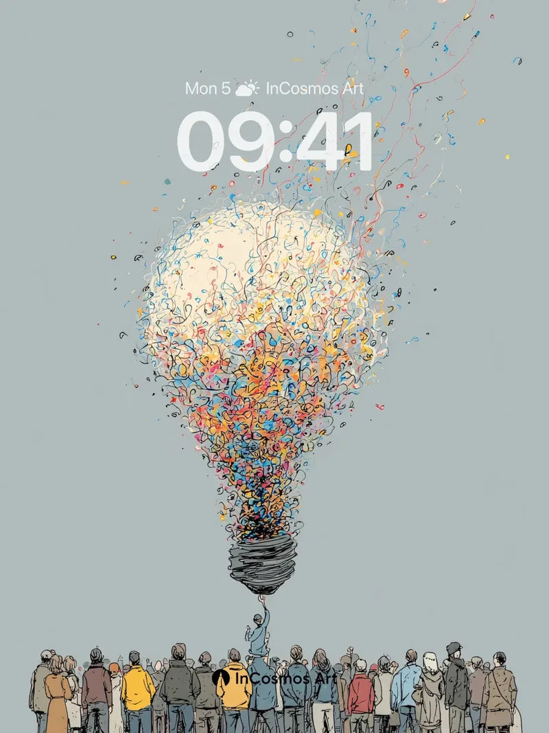 Wonderful Lightbulb Wallpaper with Floating Colors wallpaper for iPhone, iPad & Mac