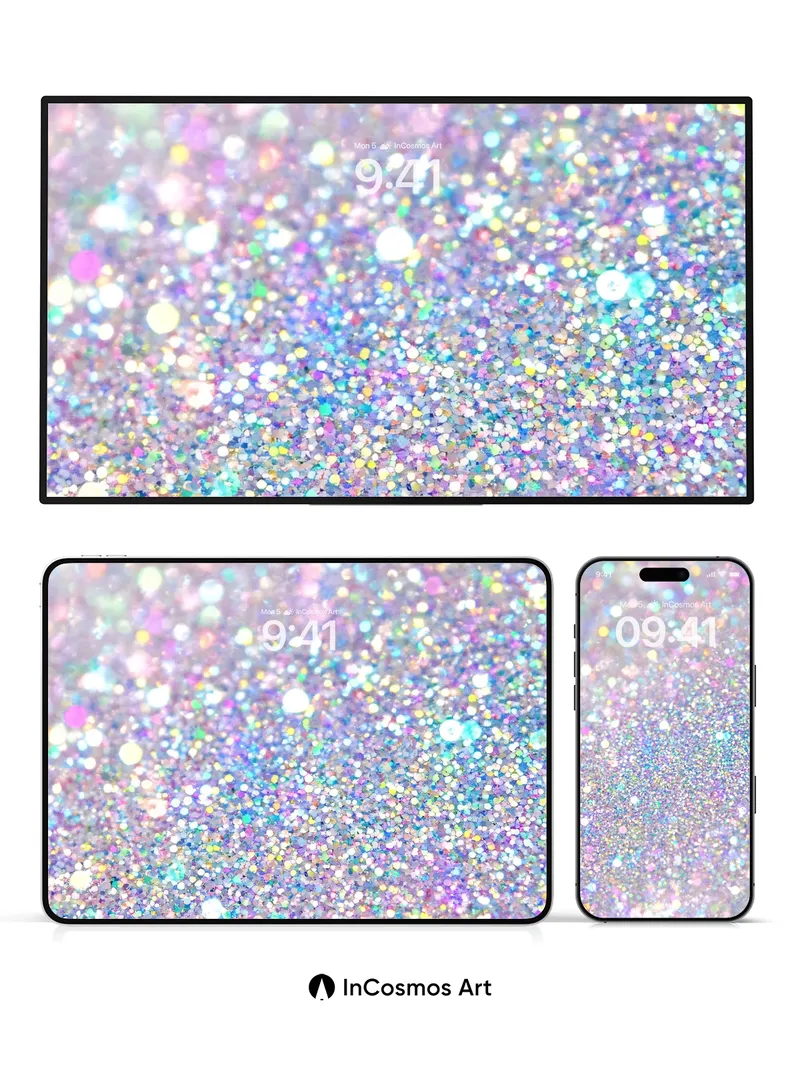 Prismatic Dust Wallpaper with Floating Light