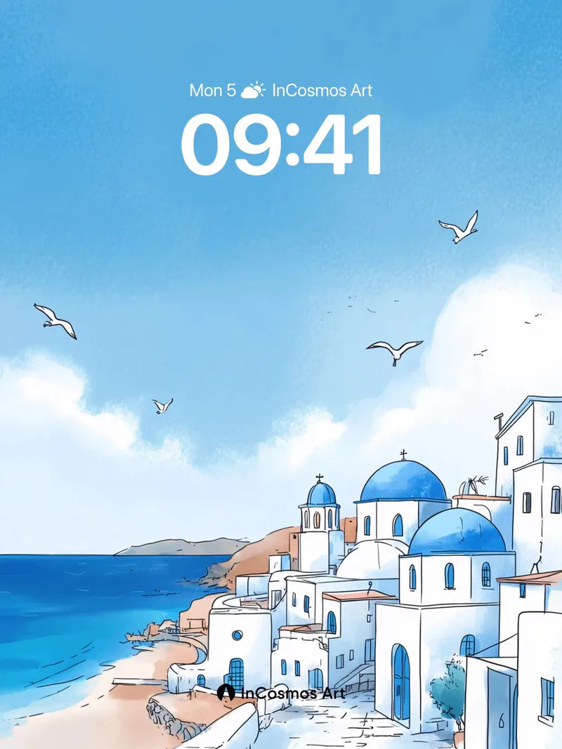 Azure Serenity Wallpaper with Seagull Whispers