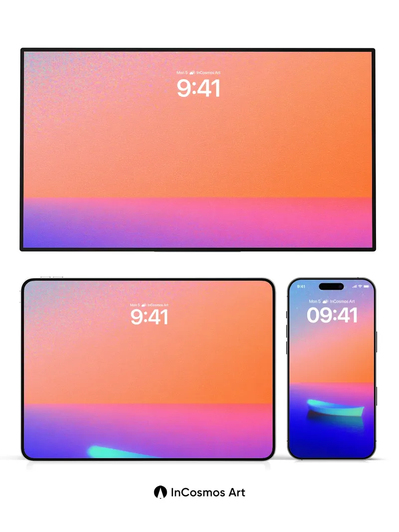 Serenity Drift Wallpaper with Neon Horizon