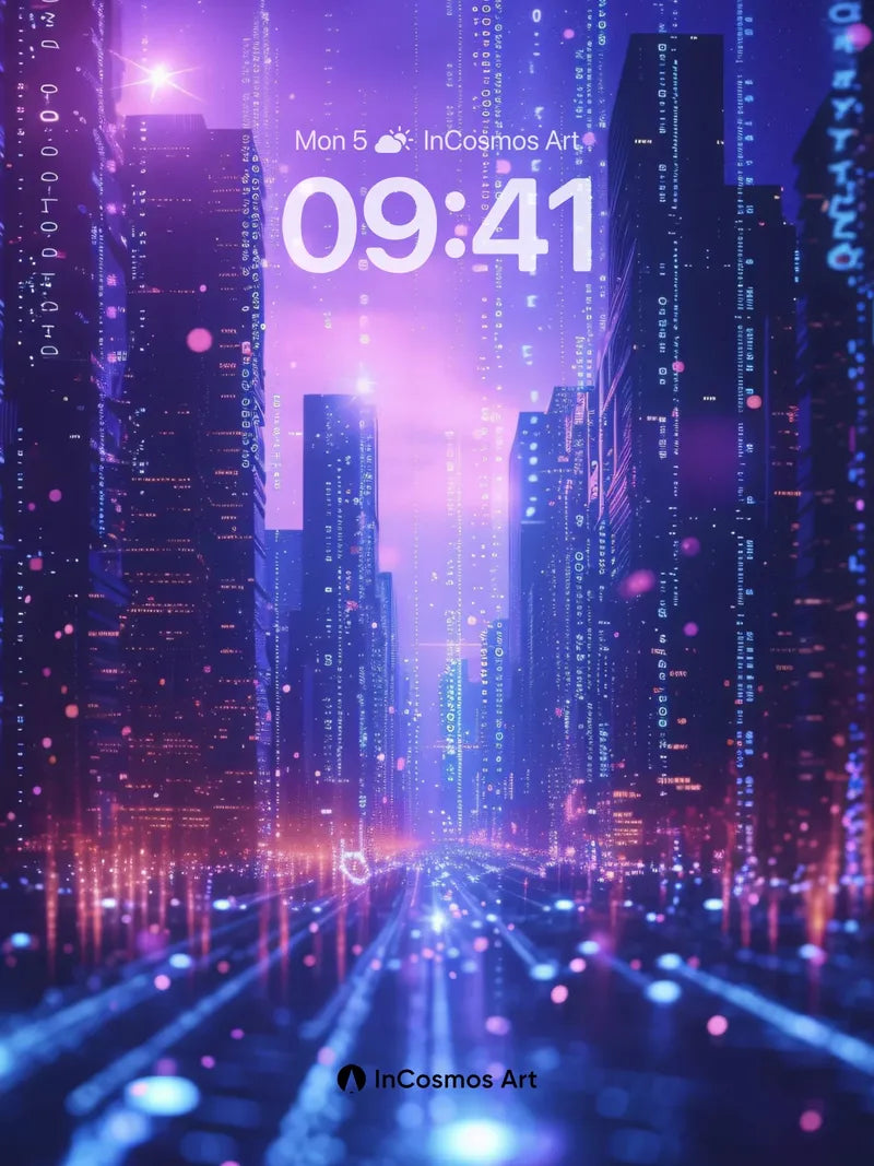 Neon Pulse Wallpaper with Digital Rain
