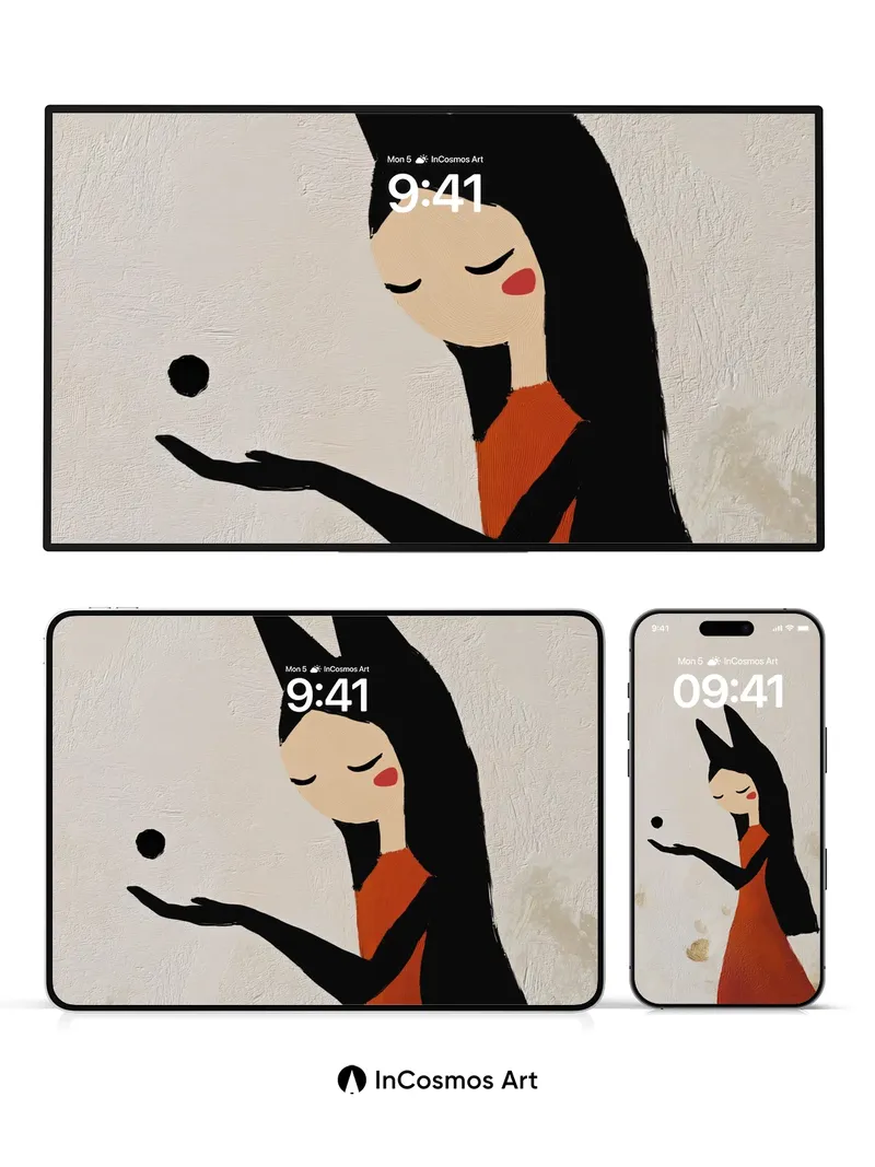 Serene Silhouette Wallpaper with Floating Dot