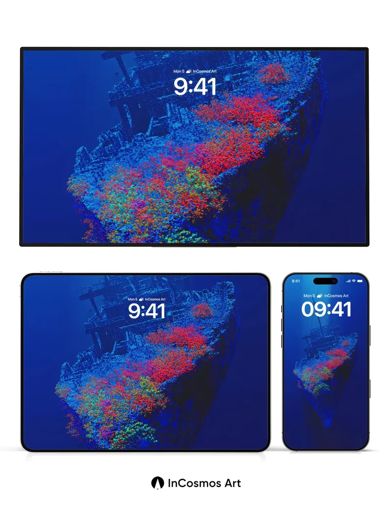 Serenity Wreck Wallpaper with Coral Bloom