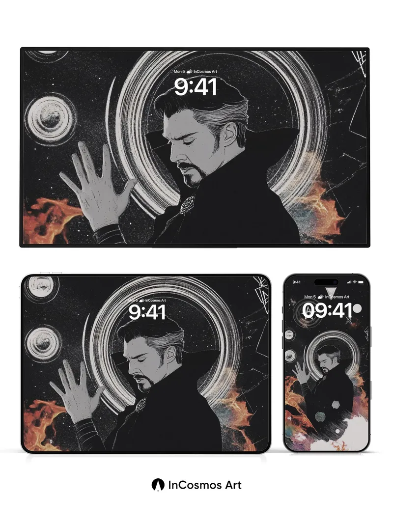 Cosmic Reverie Wallpaper with Celestial Geometry