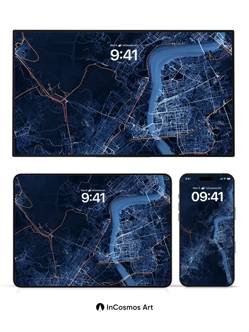 Neon Vein Wallpaper with River Pulse