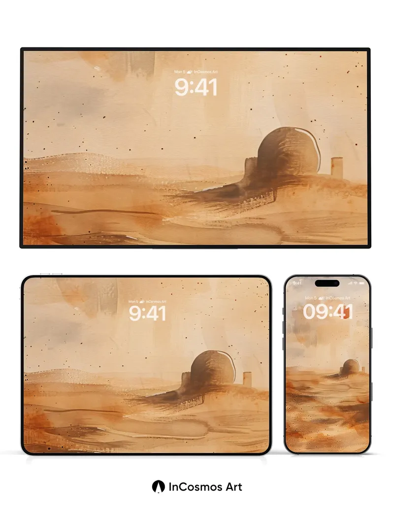 Dusty Horizon Wallpaper with Sun-Drenched Domes
