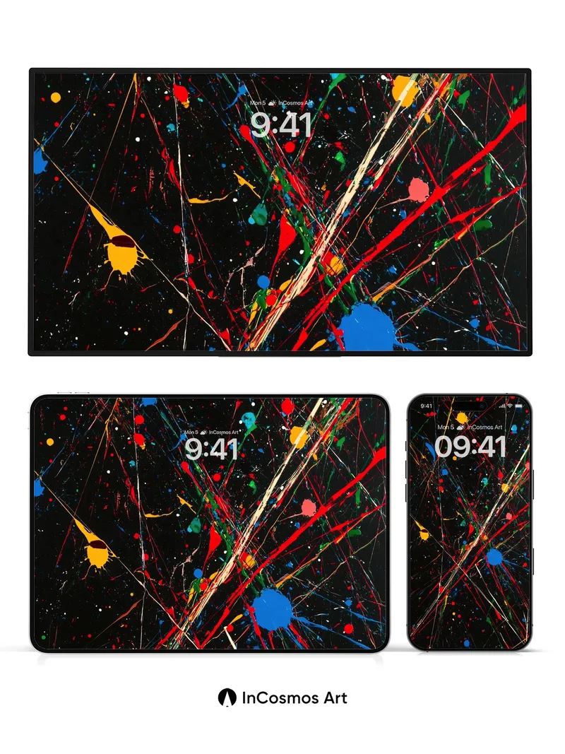 Cosmic Splatter Wallpaper with Pollock Energy