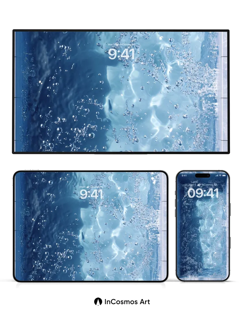 Serenity Pool Wallpaper with Sunlit Bubbles