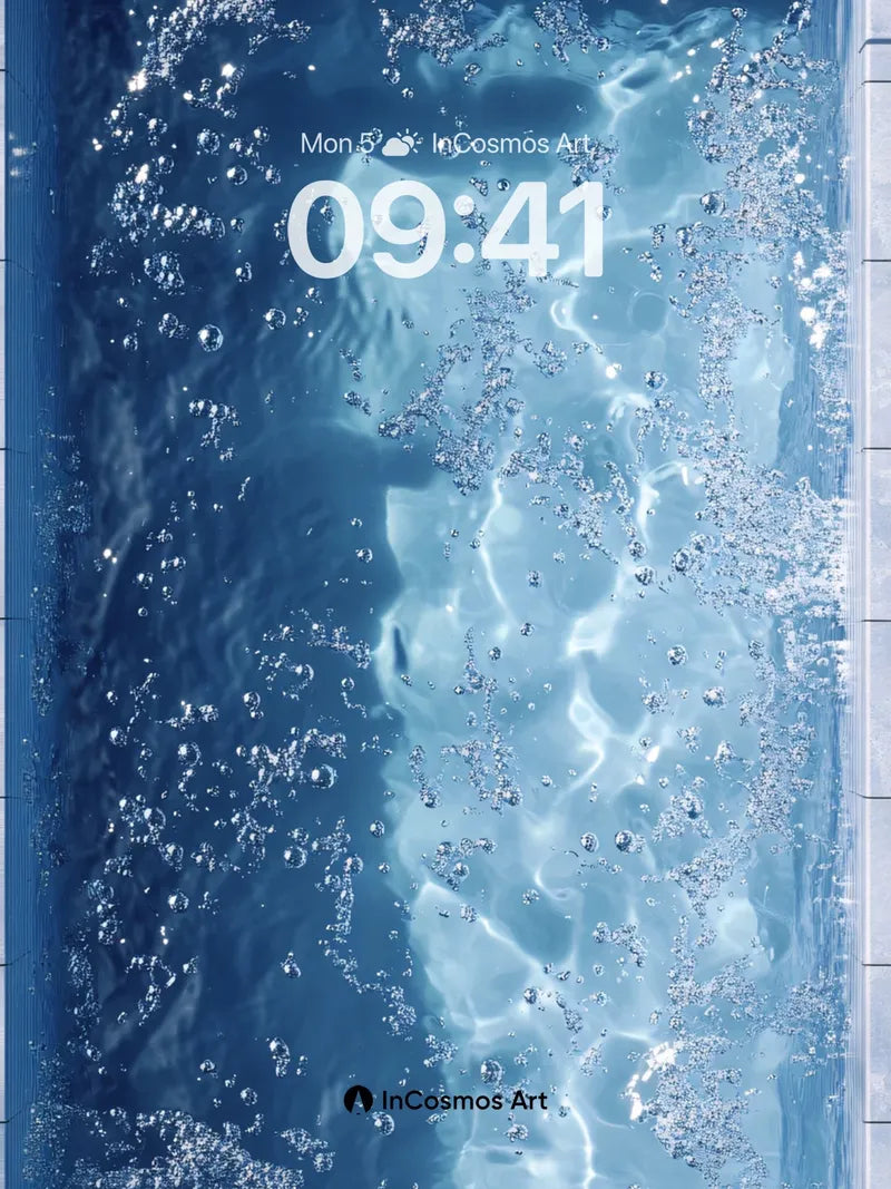 Serenity Pool Wallpaper with Sunlit Bubbles