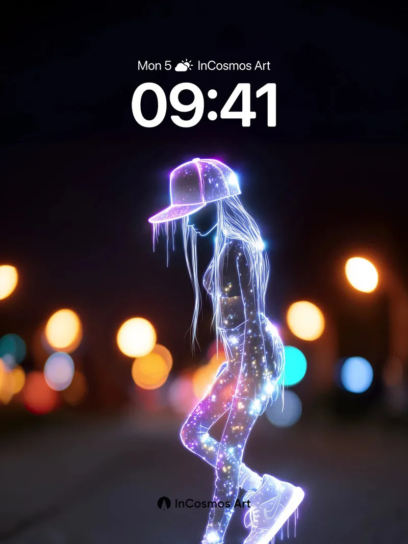 Neon Phantom Wallpaper with Starlight Trails