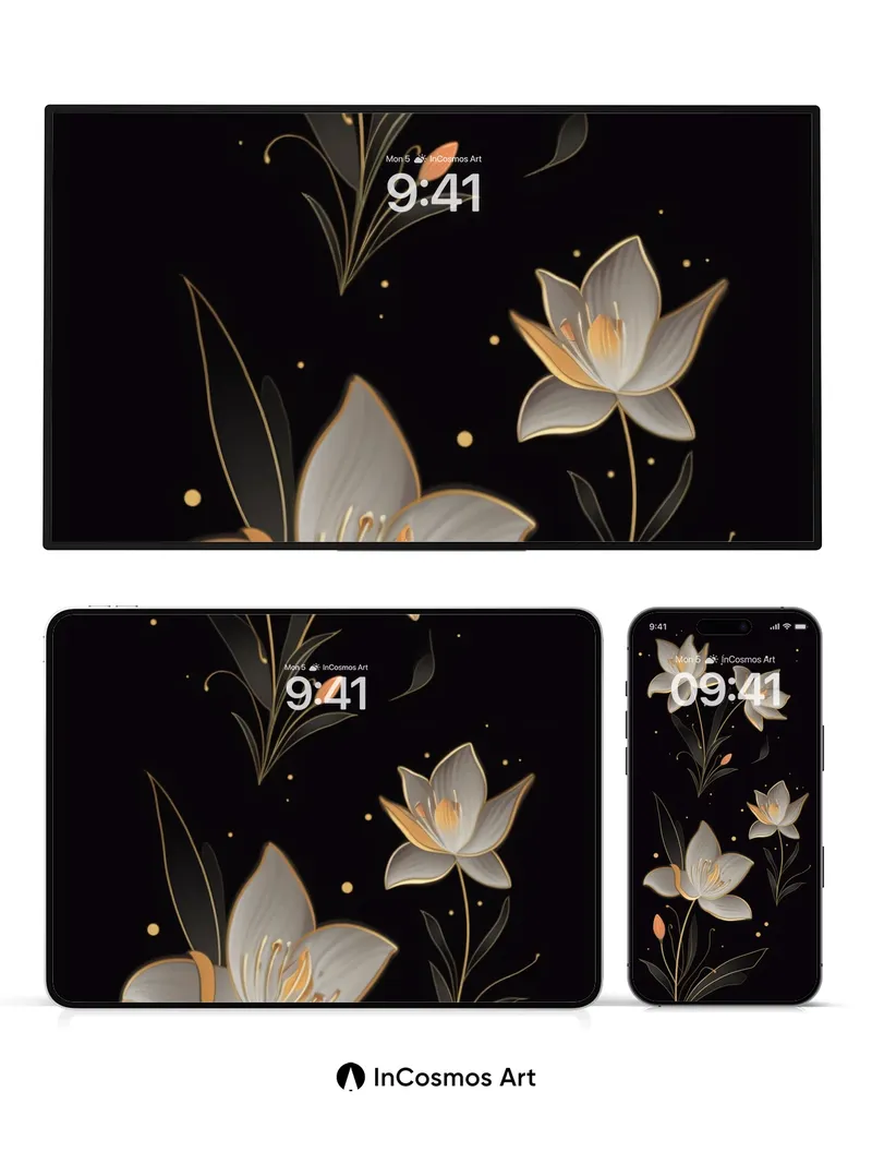 Luminous Bloom Wallpaper with Golden Veins