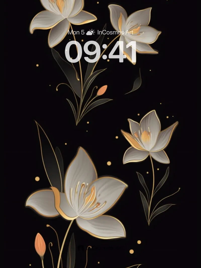 Luminous Bloom Wallpaper with Golden Veins