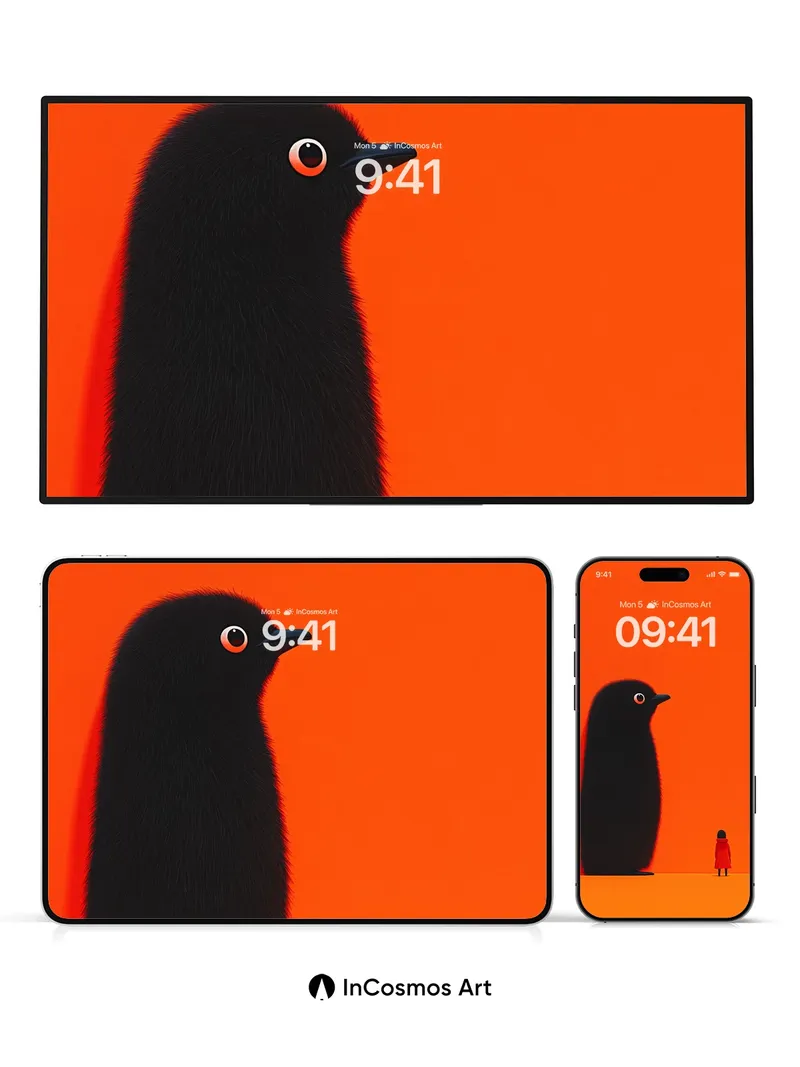 Surreal Encounter Wallpaper with Giant Bird and Tiny Figure