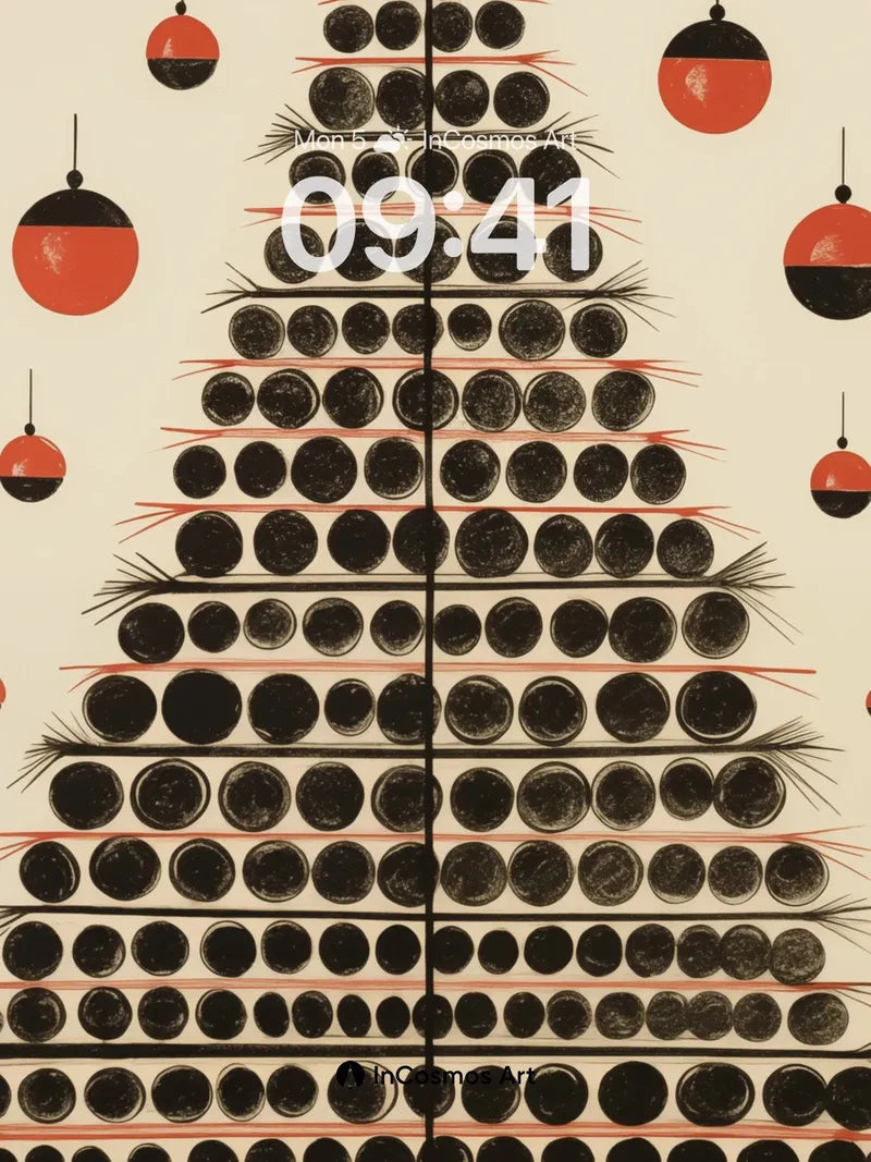 Midcentury Holiday Wallpaper with Geometric Ornaments
