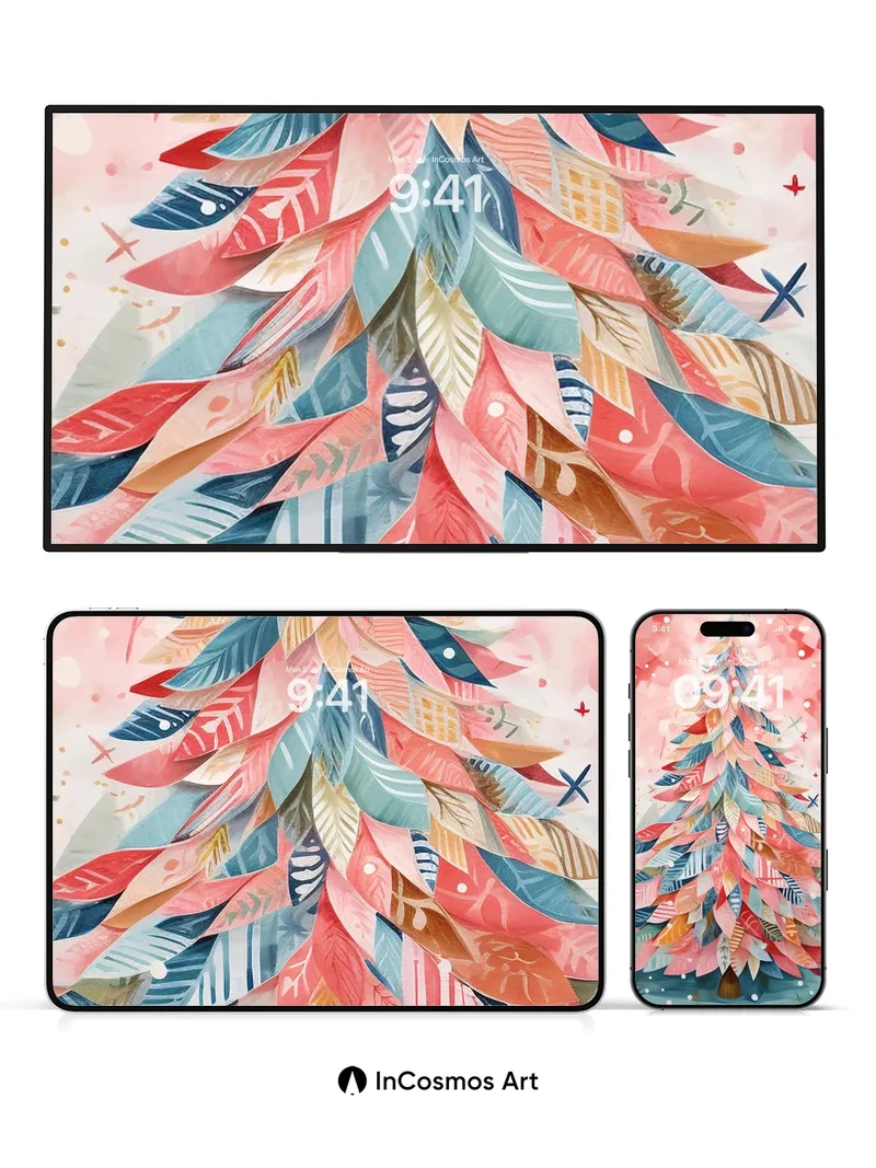 Whimsical Feather Tree Wallpaper with Starlight Hues