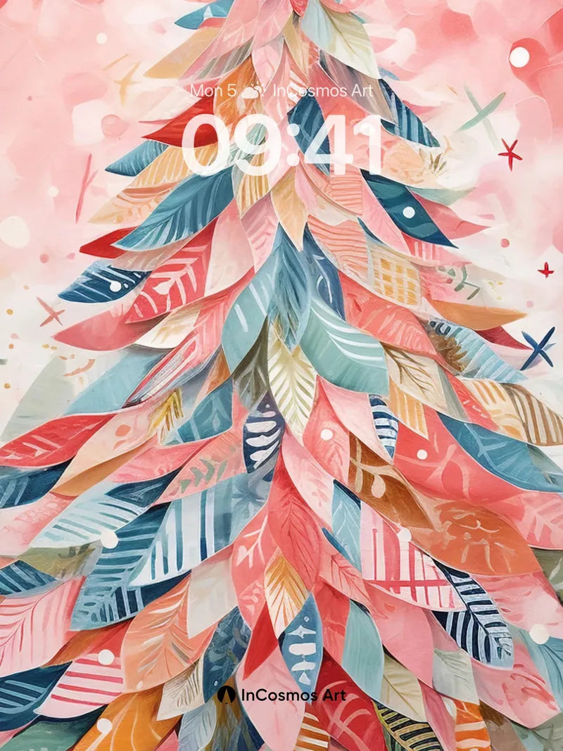 Whimsical Feather Tree Wallpaper with Starlight Hues