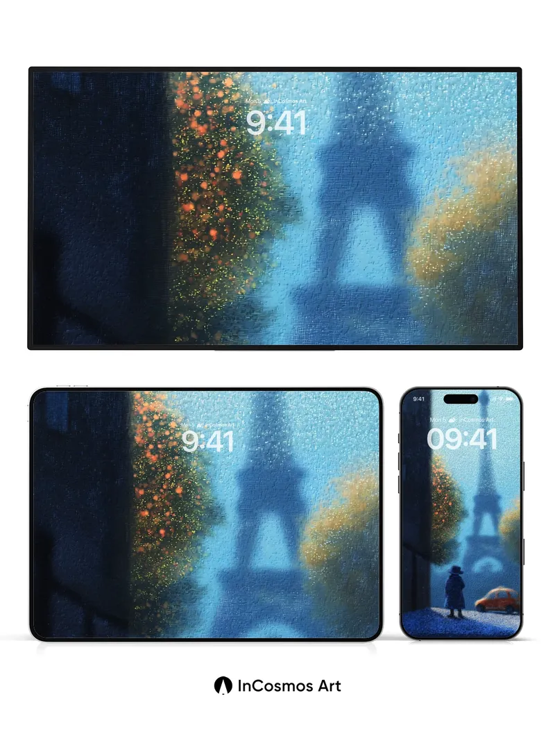 Nostalgic Parisian Wallpaper with Eiffel Silhouette