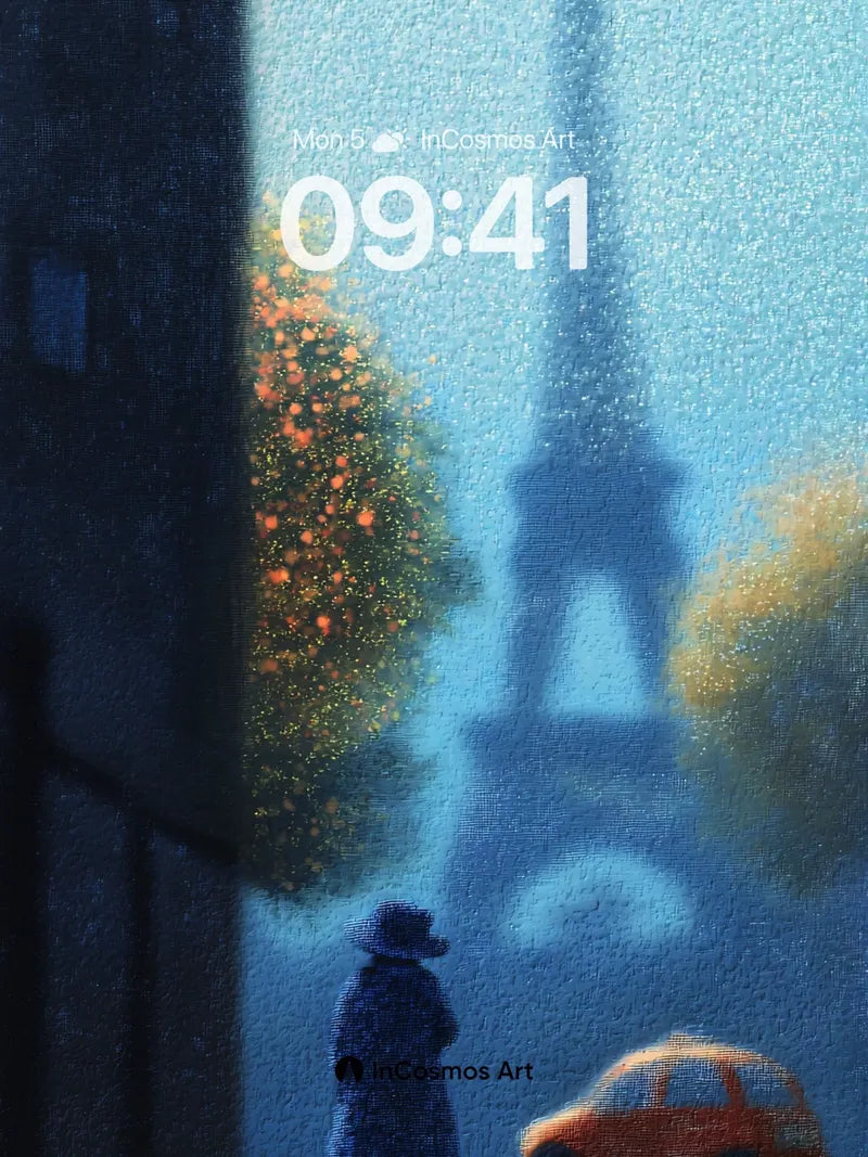Nostalgic Parisian Wallpaper with Eiffel Silhouette