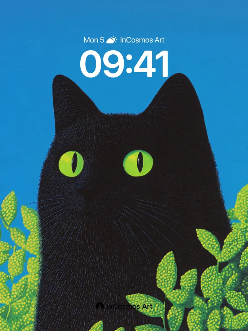 Midnight Watcher Wallpaper with Emerald Gaze