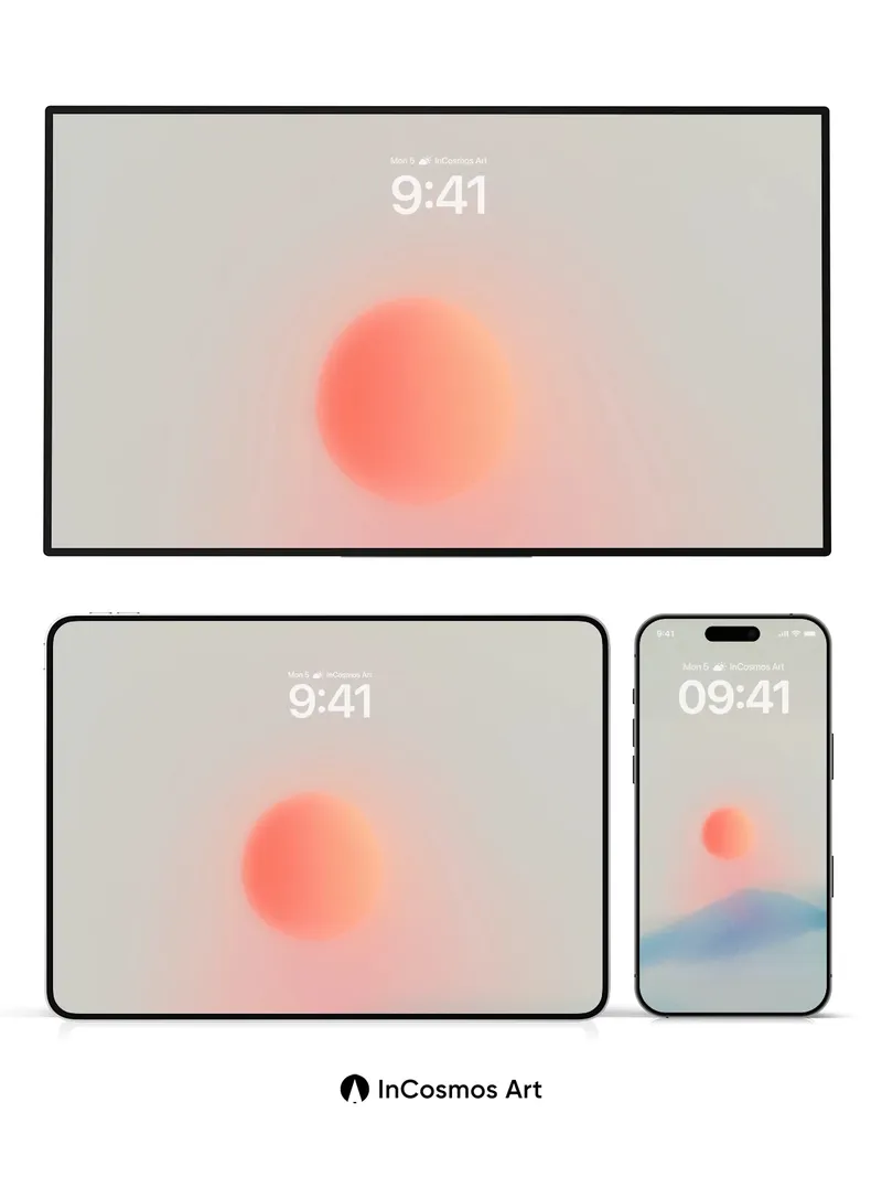 Serene Horizon Wallpaper with Hazy Sun