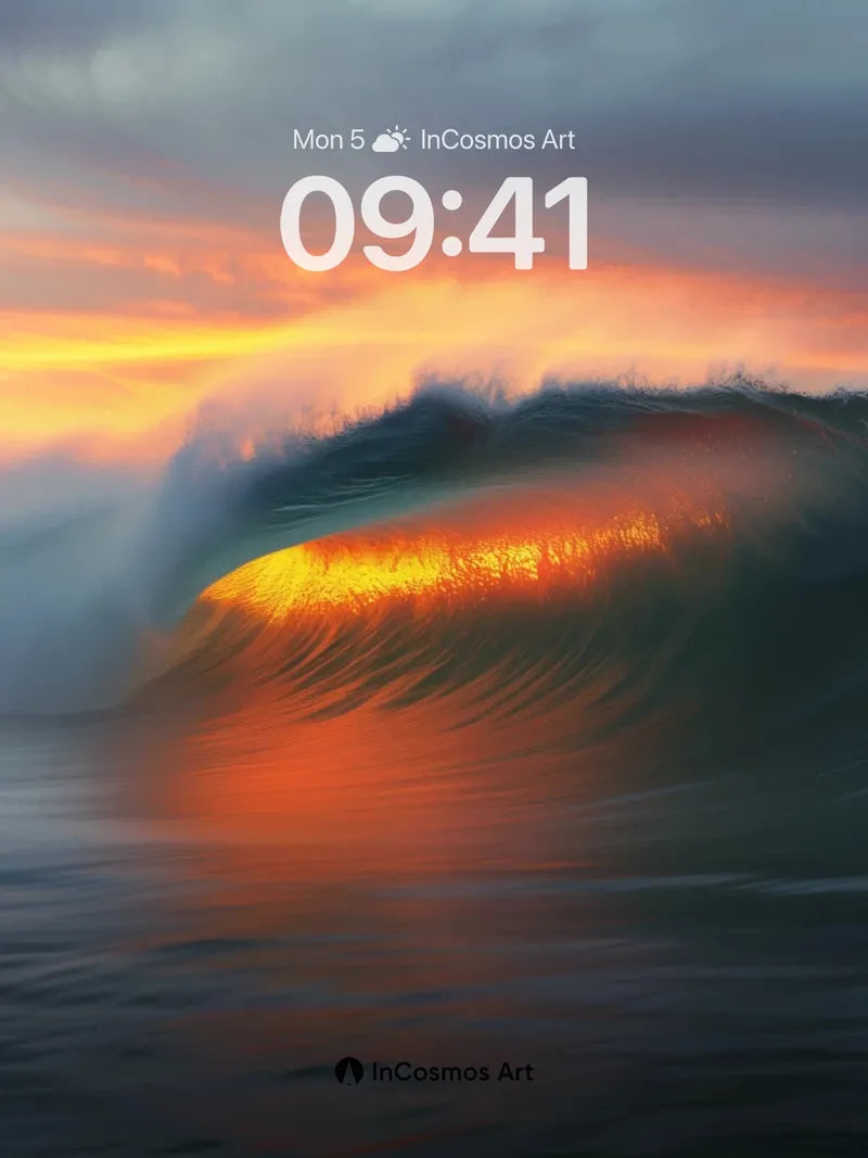 Crimson Surge Wallpaper with Sunset Veil