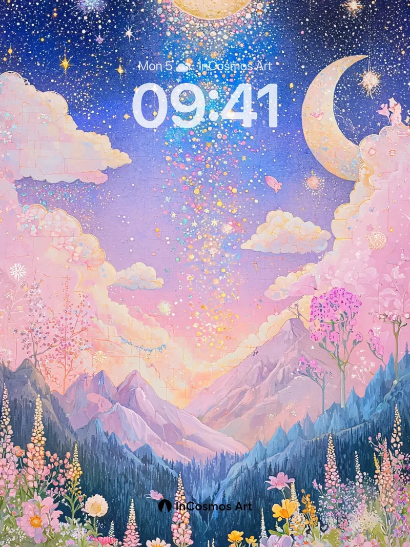 Luminous Garden Wallpaper with Celestial Bloom