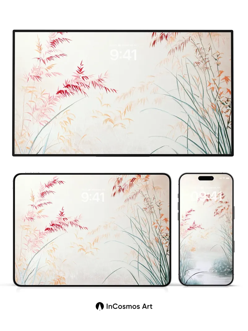 Misty Reeds Wallpaper with Autumn Whispers