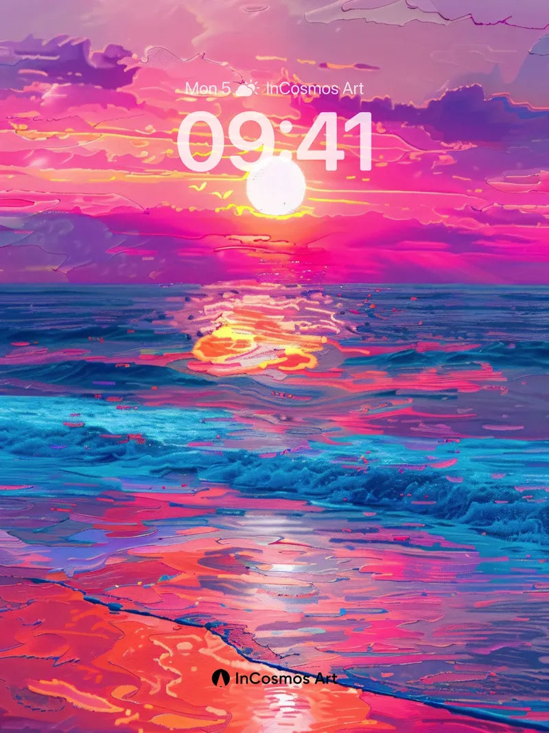 Neon Sunset Wallpaper with Liquid Light