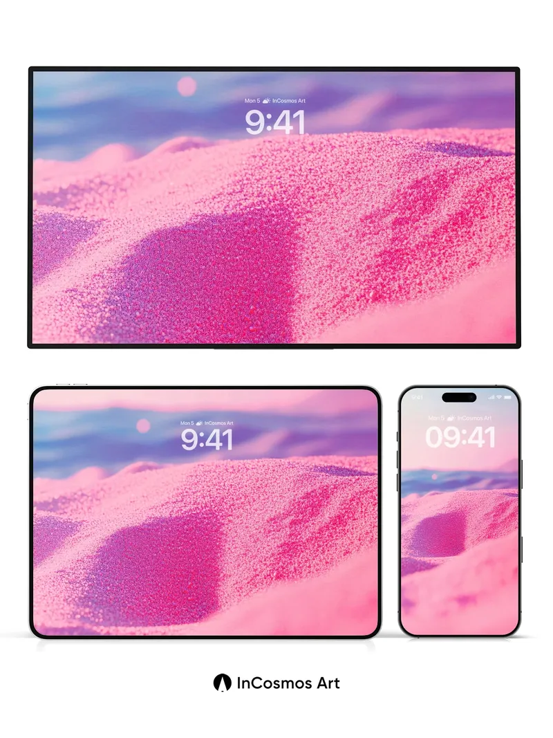 Pink Dune Mirage Wallpaper with Soft Light Traces