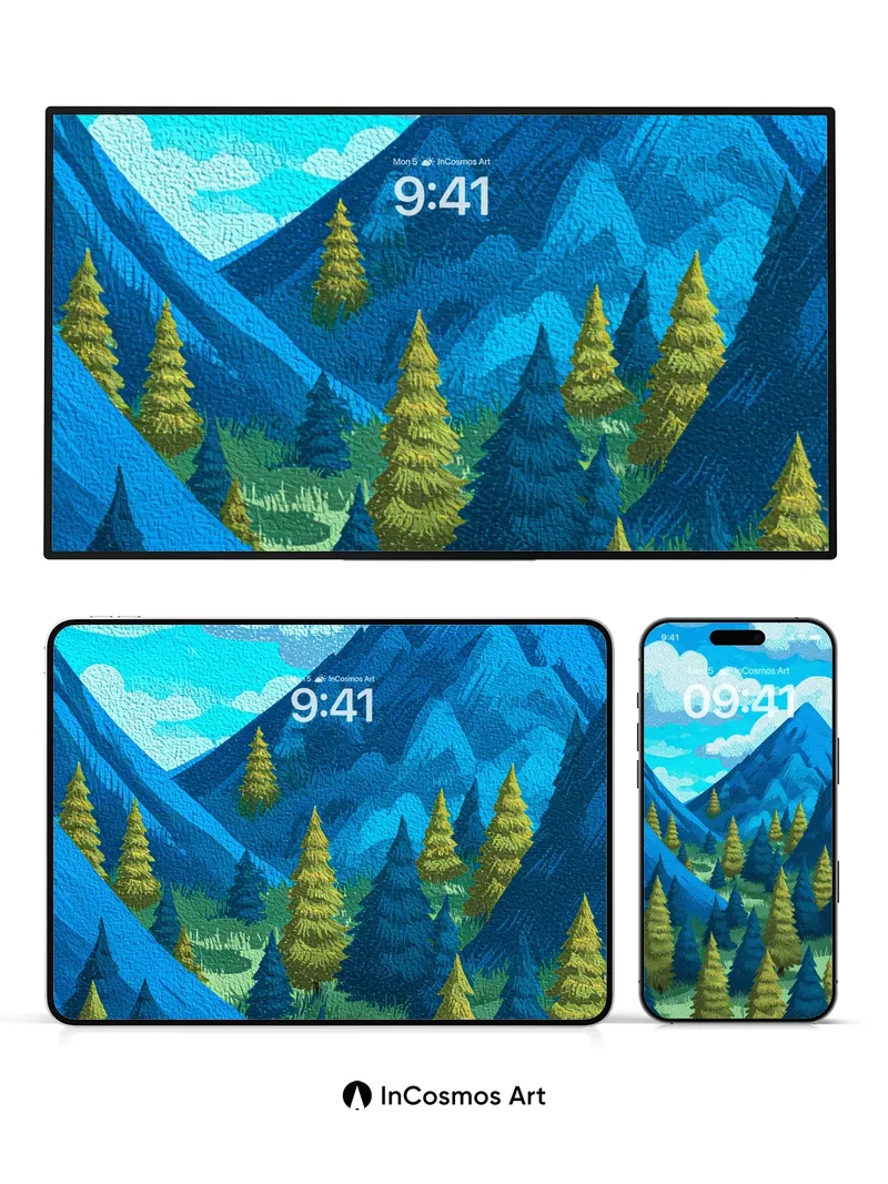 Sapphire Valley Wallpaper with Whispering Pines