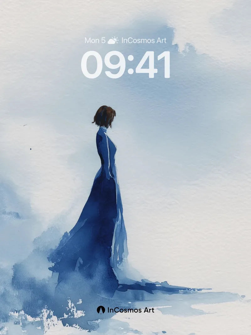 Silent Blue Wallpaper with Floating Shadows