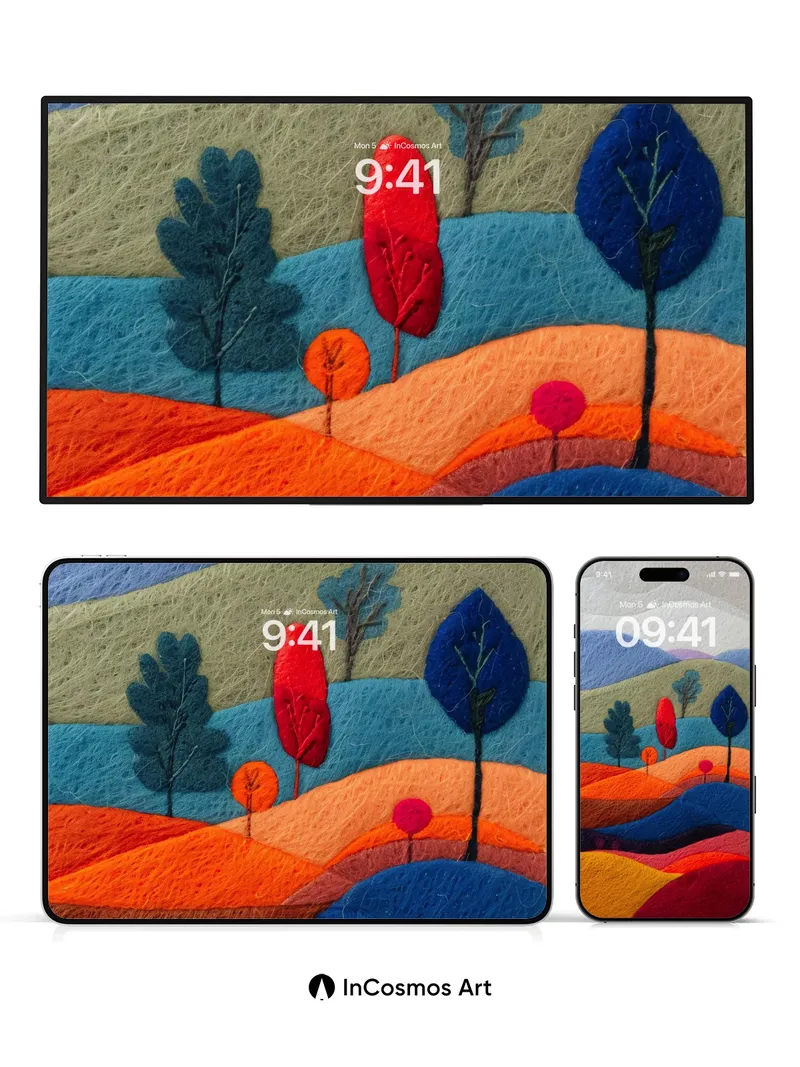 Felted Horizon Wallpaper with Textured Light