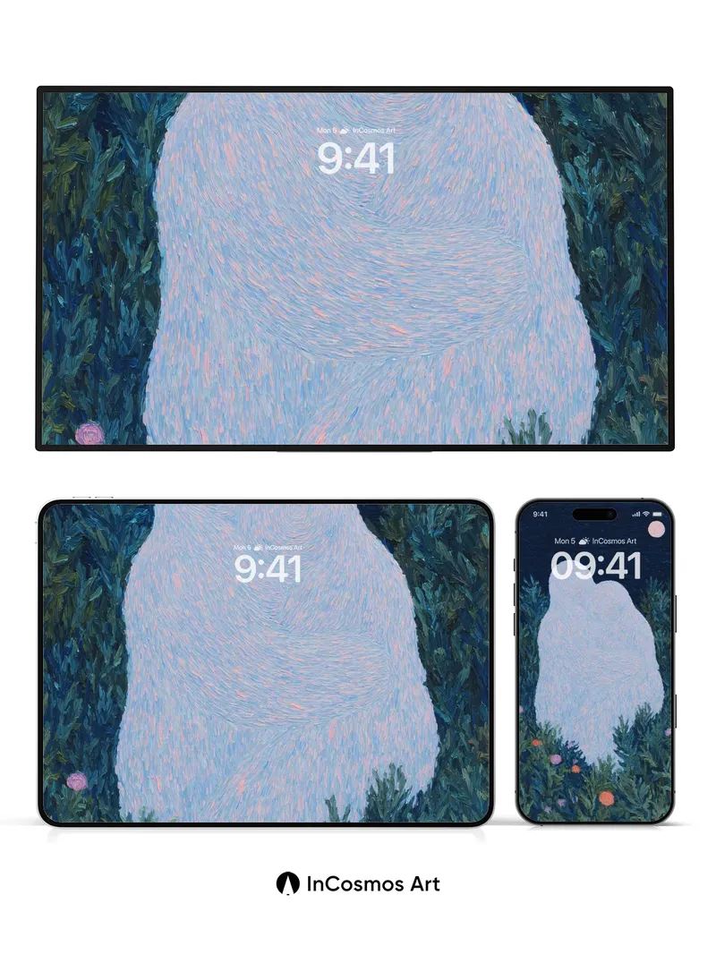 Moonlit Embrace Wallpaper with Whispering Foliage